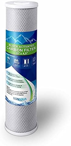 High Capacity Coconut Shell Carbon Block Water Filter 5 Micron Cartridge 4.5" x 20" for Universal Whole House System WELL-MATCHED with CB-45-2005, FC25B, FLTWH2045C02 and PRL-RCL by Ronaqua