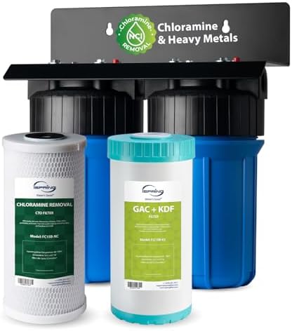 iSpring WGB21B-KSNC Whole House Water Filter System, SGS-Tested to Remove up to 94.4% of Chloramine, 5-Layer Filtration Reduces Heavy Metals, Lead, Chlorine, Sediment, VOC, 10” x 4.5” Filters by iSpring