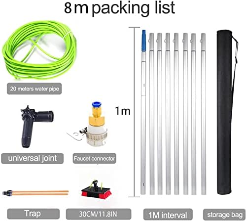 Photovoltaic Panel Cleaning Tool with Telescopic Window Cleaning Pole 8m Pole with 30CM Brush Head for Solar Panels and More
