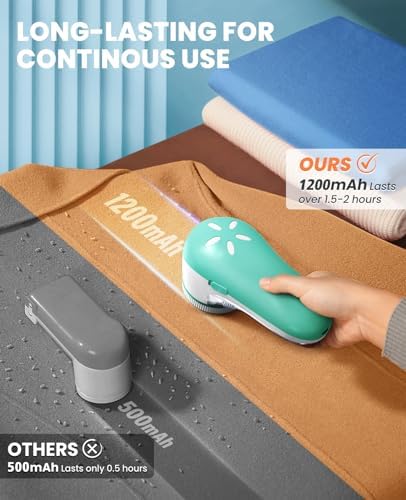 POPCHOSE Fabric Shaver, Lint Shaver with 6-Leaf Blade, Rechargeable | Lint Remover with Type-C Fast Charing Port, Sweater Defuzzer, Clothes Shaver for Couch, Furniture, Blanket, Remove Pilling - Image 3