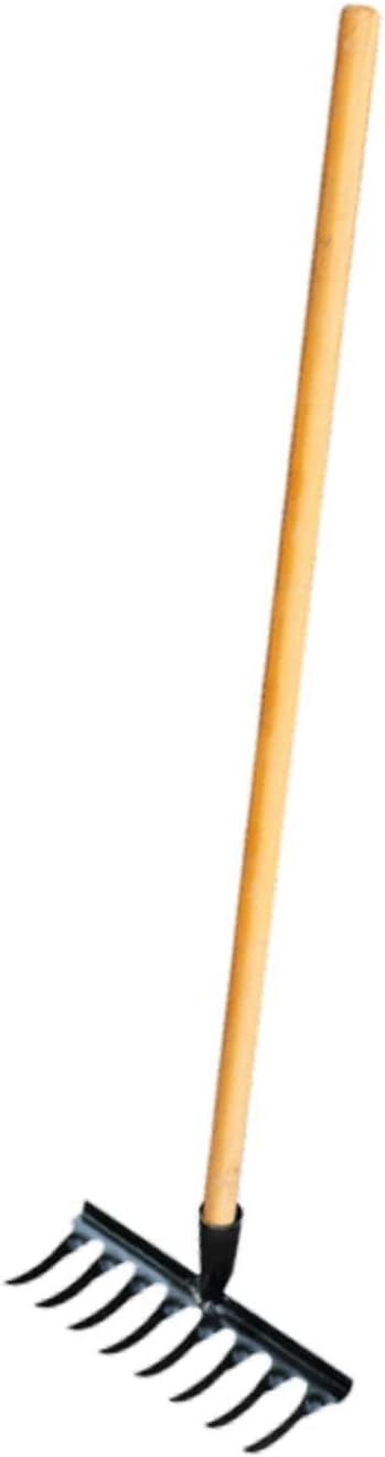 Garden Tool for Soil Preparation Wooden Handle Rake for Flower Beds, 8 Teeth 26x12x10cm