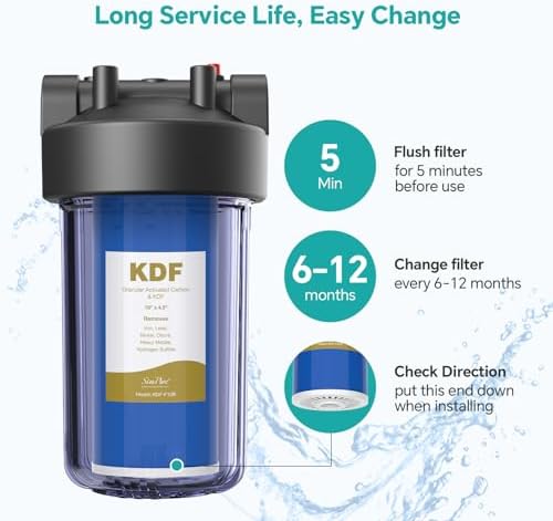 SimPure 10" x 4.5" Whole House GAC Carbon and KDF Water Filter Cartridge - Image 5