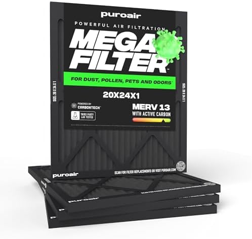 PuroAir MegaFilter 20x24x1 Air Filter MERV 13 HVAC Furnace Filter (4-Pack) by PuroAir