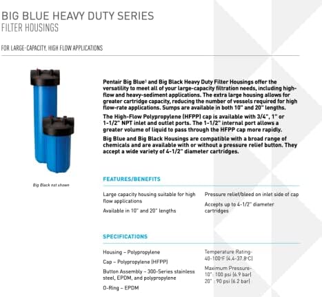 Pentair Pentek 150236 Big Blue 20" x 4.5" Filter Housing, NSF Certified - Image 2