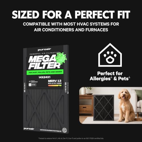 PuroAir MegaFilter 14x24x1 Air Filter MERV 13 HVAC Furnace Filter (4-Pack) - Image 3