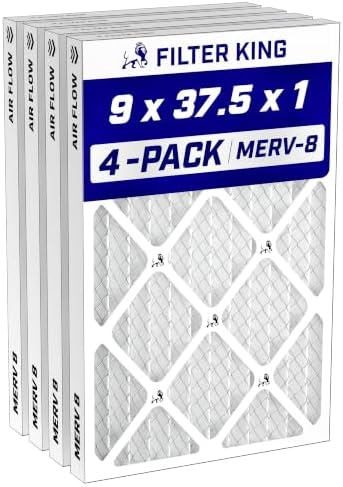 Filter King 9x37.5x1 Air Filter MERV 8, AC Furnace Filters (4-Pack) by FilterKing