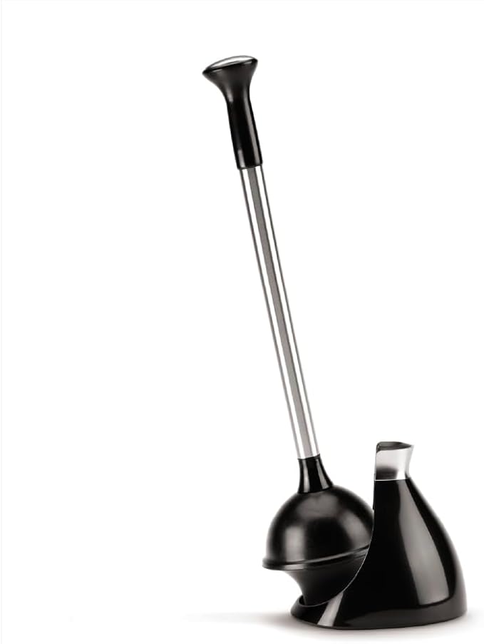 simplehuman Toilet Plunger and Caddy Stainless Steel, Black