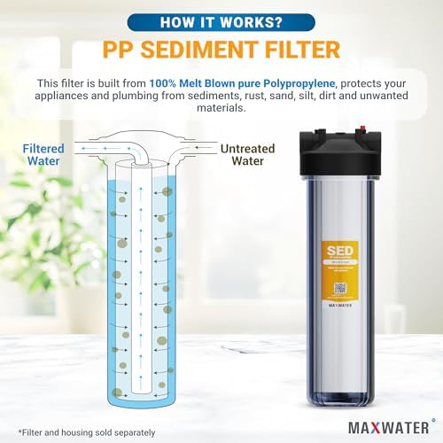 Max Water 1 Micron 20 x 4.5 Sediment Water Filter Cartridge - Whole House Water Filter Replacement Cartridge for Well Water System Compatible with DGD-5005-20, FP25B, AP810-2, FPMB5-20, 2-Pack - Image 4