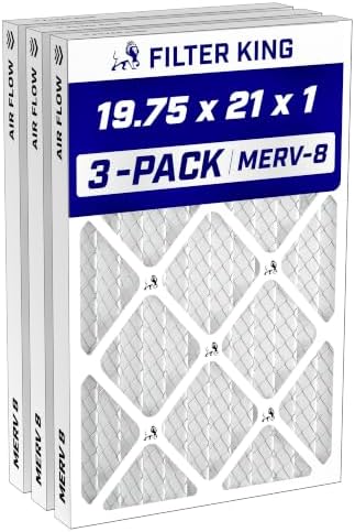 Filter King 19.75x21x1 Air Filter MERV 8, AC Furnace Filters (3-Pack) by FilterKing