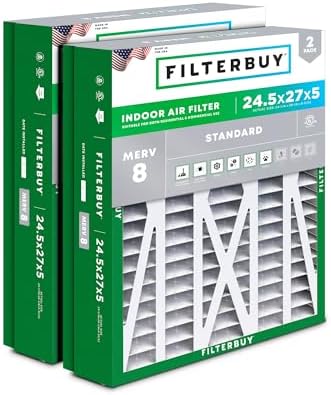 Filterbuy 24.5x27x5 Air Filter MERV 8 Dust & Allergy Defense (2-Pack) by Filterbuy