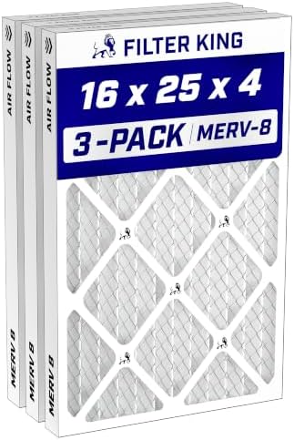 Filter King 16x25x4 Air Filter MERV 8, AC Furnace Filters (3-Pack) by FilterKing