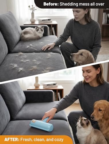 ORDORA Pet Hair Remover Roller, Reusable Lint Roller for Dog and Cat Hair | Portable Pet Hair Roller with Large Fur Bin for Couches, Bedding, Car, Rugs & Furniture, No Refills or Batteries, Pet Homes - Image 3