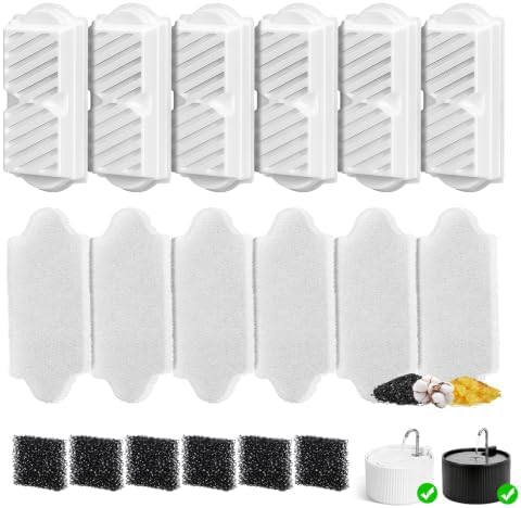 (18 Pack)6 Sets Ceramic Cat Water Fountain Replacement Filters, Pet Fountain Replacement Filters for 2.2L/74OZ by VinDox