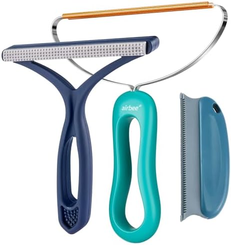 Pet Hair Remover 3-Pack, Reusable Dog & Cat Hair Removal Tools, Lint Shaver | Remove Stubborn Pet Hair, Multi-Fabric Safe, Fur & Lint Cleaner for Couch, Carpets, Cat Trees, Car Mats, Furniture, Pet Bed by Airbee