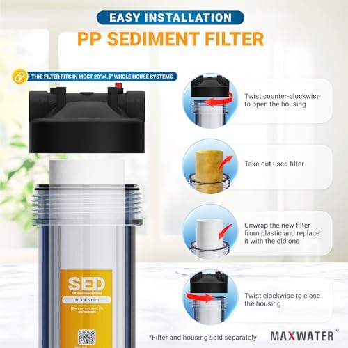 Max Water 5 Micron 20 x 4.5 Whole House Sediment Filter 20 inch Well Water Filter Replacement Cartridge Compatible DGD-5005-20, FP25B, AP810-6, FPMB5-20, 155358-43, 2 Pack - Image 4