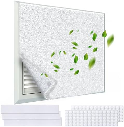 UBeesize Air Vent Filters Kit, 20" x 140" Cut to Size Air Filter Material (80+ Filters), No Airflow Restrictions, With Adhesive Hook Tape for Home Floor, Grilles, Ceiling, HVAC Furnace Vents, White by UBeesize