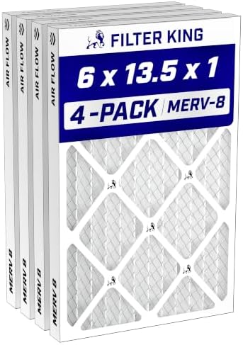Filter King 6x13.5x1 Air Filter MERV 8, AC Furnace Filters (4-Pack) by FilterKing