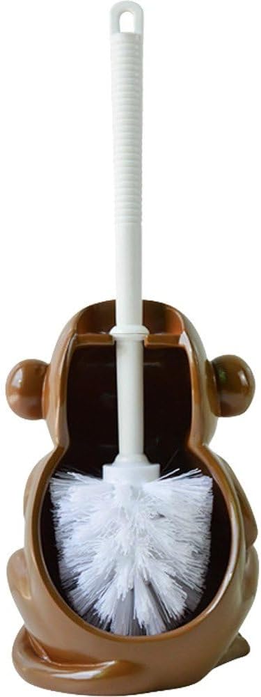 Toilet Brushes & Holders Novelty Toilet Brush Holder Cartoon Frog Cow Monkey Resin Toilet Scrubber Set Toilet Brush Cleaning Tool