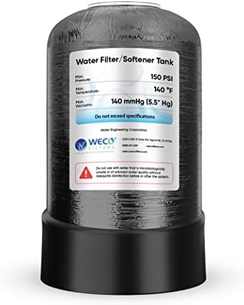WECO Mineral Tank for Water Softener/Filter - Polyethylene Inner Shell Pressure Vessel with 2.5" Top Opening - 150 PSI Max Pressure - 120 °F Max Temperature - 10x17, BLACK by WECOFilters