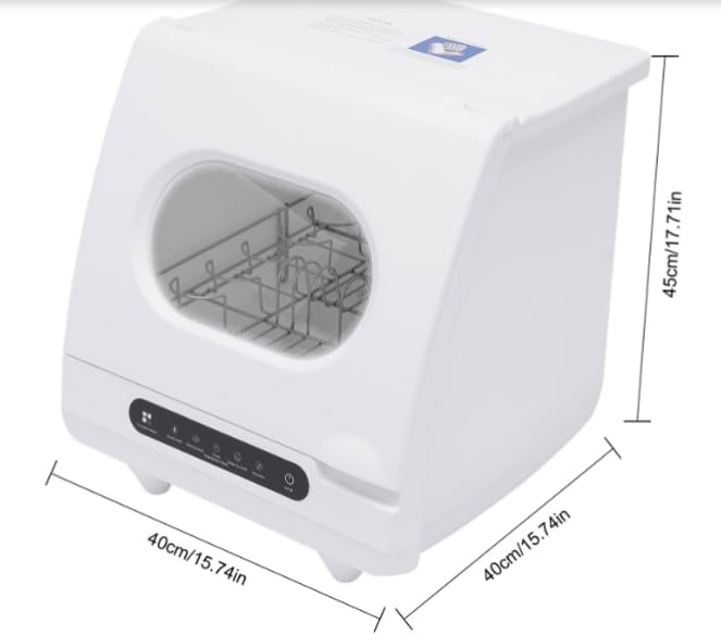 Portable Countertop Dishwashers, Compact Dishwashers with 5 Wash Programs, 360° Rotating Spray, 162℉ High-Temp& Air-Dry Function, 800W Mini Countertop Dishwasher for Home, RV, and Apartment
