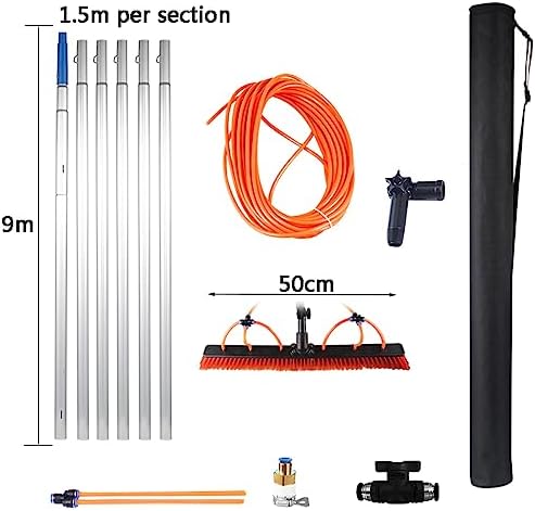 Telescopic Window Cleaning Pole, 10-39ft Extendable Water Fed Brush with 30cm/50cm Large Head for Efficient Roof & Window Cleaning, Durable & Lightweight Tool