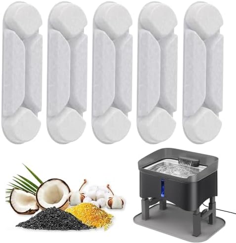 5 Pcs Replacement Filters for 11L Elevated Dog Water Fountain by Twinsing