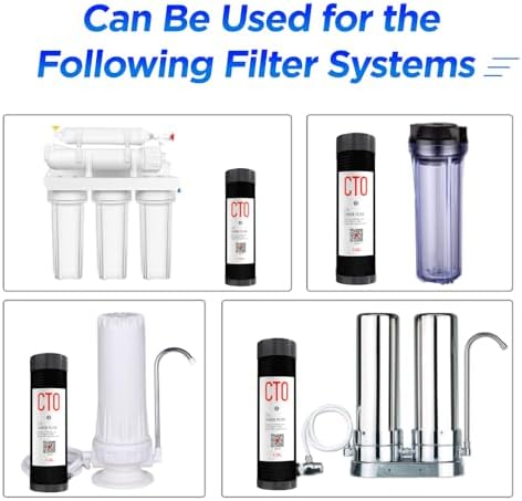 1 Micron 2.5" x 10" Whole House CTO Carbon Water Filter Cartridge Replacement for Countertop System, Compatible with Dupont WFPFC8002, WFPFC9001, FXWTC, SCWH-5, WHEF-WHWC, WHCF-WHWC, 4 Pack - Image 6