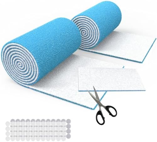 Air Vent Filters 12"x90",2Roll Cut to Fit Air Filter(up to 120 filters),MERV 8 Triple Filtration Electrostatic Filter Material for AC,HVAC Furnace,Mobile Home-Includes 48 Adhesive Hook Tape by Demiwise
