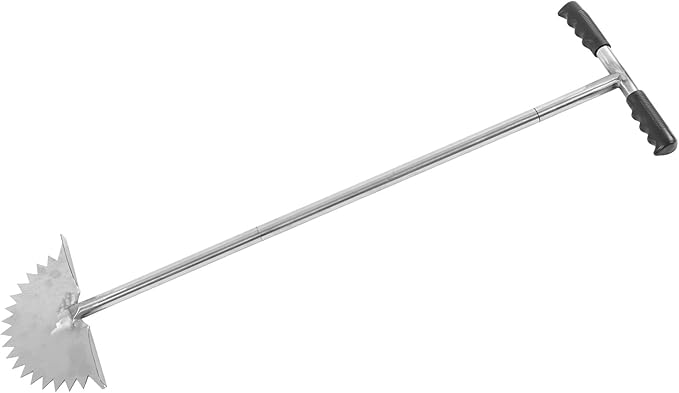 Manual Lawn Edger with Saw Tooth Blade, Half Moon Edger Lawn Tool, Stainless Steel Garden Edger with T Grip Handle for Cleaning Edges Along Sidewalks Driveways and Flower Beds