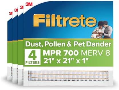Filtrete 21x21x1 Air Filter, MERV 8, MPR 700, 4 HVAC Filters by Filtrete