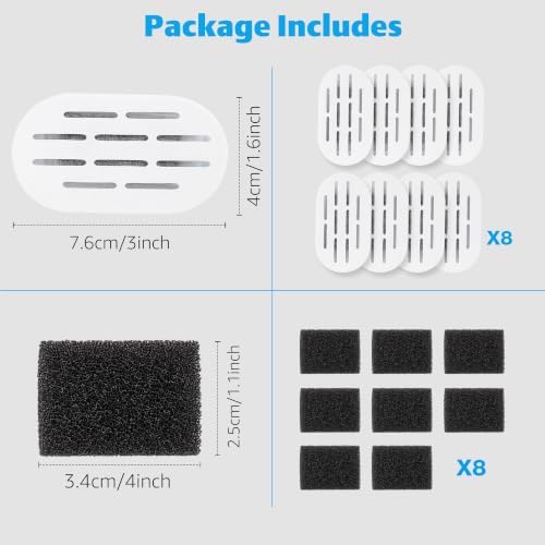 MISFANS Ceramic Cat Water Fountain Filters, 8 Filters and 8 Sponges - Image 2