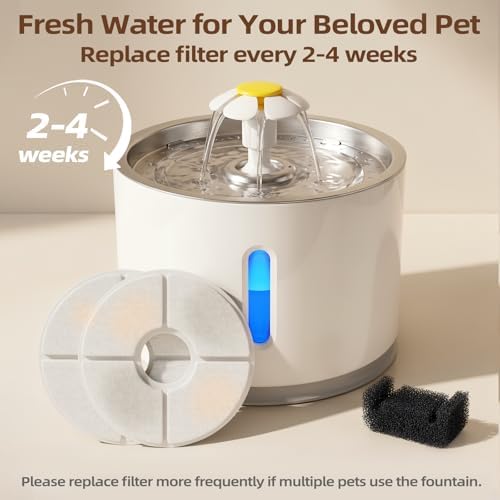 Filters Replacements for Flower Automatic Pet Fountains, Cat and Dog Water Fountain Replacement Parts, Cat Water Fountain Filters for 81oz/2.4L Round Fountains (8 Filters+4 Sponges) - Image 5