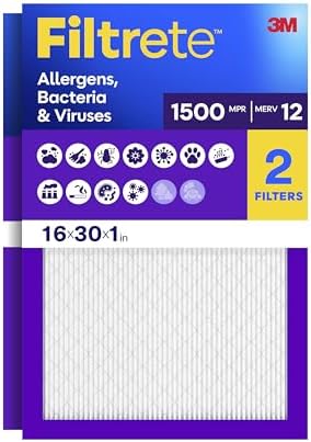 Filtrete 16x30x1 Air Filter, MERV 12, MPR 1500, 2 HVAC Filters by Filtrete
