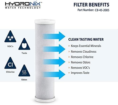 Hydronix CB-45-2005 Whole House, Commercial & Industrial NSF Coconut Carbon Block Water Filter, 4.5" x 20" - 5 Micron - Image 3