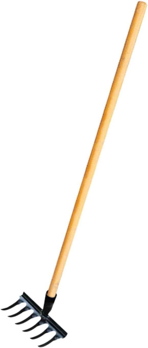 Garden Tool for Soil Preparation Wooden Handle Rake for Flower Beds, 6 Teeth 19x12x10cm