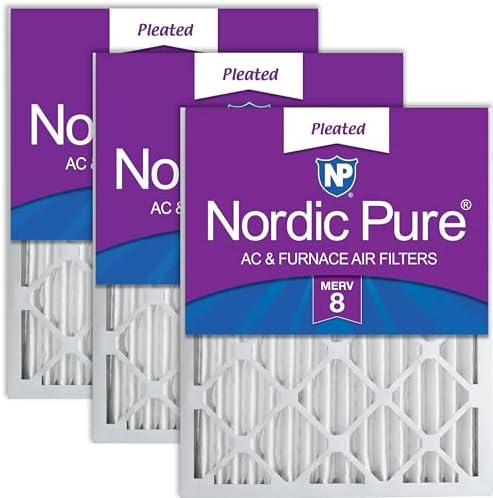 Nordic Pure 16x20x2 Pleated MERV 8 Air Filters 3 Pack by NordicPure
