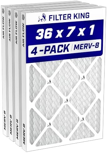 Filter King 36x7x1 Air Filter MERV 8, AC Furnace Filters (4-Pack) by FilterKing