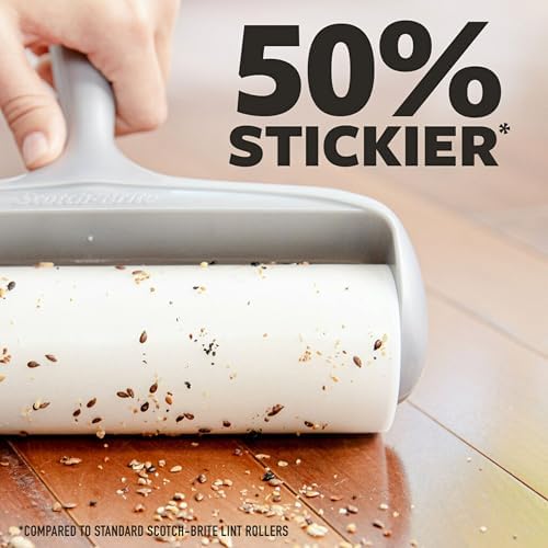 Scotch-Brite 50% Stickier Large Surface Lint Refill, 240 Sheets Total,4Pack | Designed for Removing Fur + Fluff on Couches, Clothes, Dog and Cat Beds, & More, 60 Easy-Tear Adhesive Sheets Per Roll - Image 2