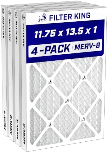 Filter King Air Filters 11.75x13.5x1 | 4-PACK | MERV 8 HVAC Pleated AC Furnace Filters | Air Purifier | Replacement Filters for Clean, Healthy & Fresh Environment | MADE IN USA by FilterKing