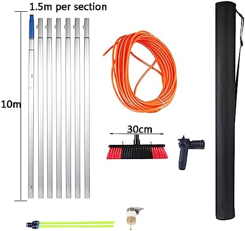 Telescopic Window Cleaning Pole 10-39ft, Water Fed Brush with 30cm/50cm Head, Extendable Roof & Window Cleaning Tool, Ideal for High Reach Cleaning
