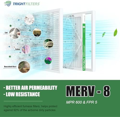 TRIGHTFILTERS 14x14x1 Air Filter 4 Pack, MERV 8 Pleated HVAC Furnace Filter - Image 5