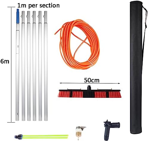 Telescopic Window Cleaning Pole 10-39ft, Water Fed Brush with 30cm/50cm Large Head, Ideal for Roof & High Window Cleaning, Durable & Adjustable Cleaning Tools