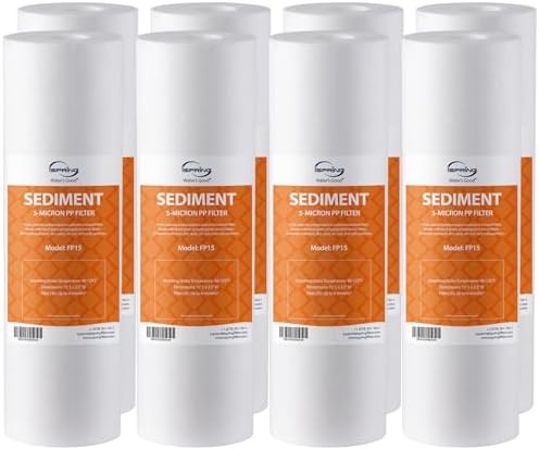 iSpring FP15X8 NSF Certified 10"x2.5" Multi-Layer PP Universal Sediment Filter Cartridges 5 Micron 8-Pack by iSpring