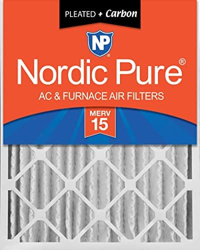 Nordic Pure 20x25x4 Pleated MERV 15 Plus Carbon Air Filter 1 Pack by NordicPure