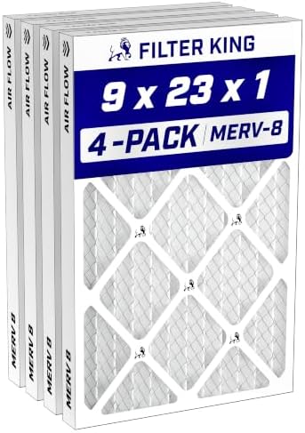 Filter King 9x23x1 Air Filter MERV 8, AC Furnace Filters (4-Pack) by FilterKing