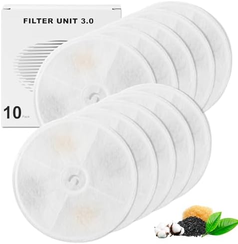 Upgraded Filter Units 3.0 for Cat Water Fountains E versweet 2S/3/3 Pro,E versweet Solo/Solo SE and More, Pet Water Fountain Replacement Filters (10 pcs) by Redoso