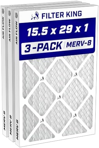 Filter King 15.5x29x1 Air Filter MERV 8, AC Furnace Filters (3-Pack) by FilterKing