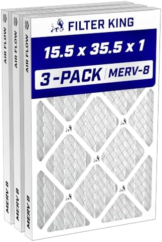 Filter King 15.5x35.5x1 Air Filter MERV 8, AC Furnace Filters (3-Pack) by FilterKing