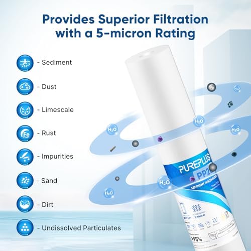 PUREPLUS 5 Micron 20"x2.5" Whole House Sediment Water Filter PP20 6 Pack - Image 5