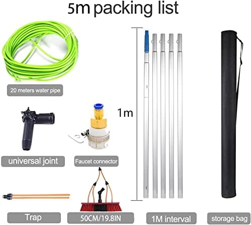 Solar Panel Cleaning Kit with 512m Extension Pole for Washing Windows Glass Walls and Trucks Includes 50cm Brush Head